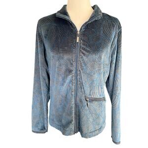 Wooly Bully Wear Colorado Womens Large Textured Blue Full Zip Outdoors Hiking